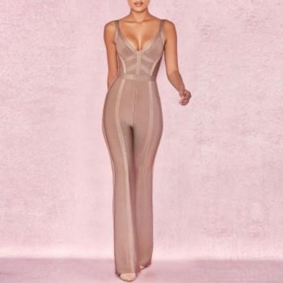 Rumor Apparel Pants - Sleeveless V Neck Bandage Jumpsuit #1059